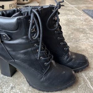 Black lace-up boots